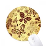 Dıythinker Sarı Kelebek Duvar Kağıdı Baskılı Yuvarlak Kaymaz Kauçuk Mouse Pad