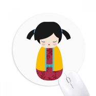 Dıythinker Sarı Kimono Japoncak Bebek Sanatı Baskılı Yuvarlak Kaymaz Kauçuk Mouse Pad