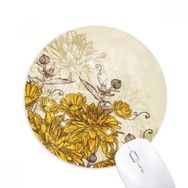 Dıythinker Sarı Krizantem Çiçek Bitki Baskılı Yuvarlak Kaymaz Kauçuk Mouse Pad