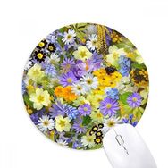 Dıythinker Sarı Mavi Çiçekler Çalılar Baskılı Yuvarlak Kaymaz Kauçuk Mouse Pad