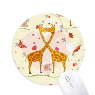 Dıythinker Sarı Öpüşme Zürafalar Sevgililer Günü Baskılı Yuvarlak Kaymaz Kauçuk Mouse Pad
