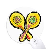 Dıythinker Sarı Raket Meksika Kültürü Element İllüstrasyon Baskılı Yuvarlak Kaymaz Kauçuk Mouse Pad