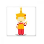 Dıythinker Sarı Şapka Kamboçya Karikatür Seramik 10x10 cm Seramik Karo