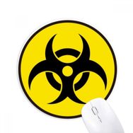 Dıythinker Sarı Tehlikeli Kimyasal Toksik Radyasyon Sembolü Baskılı Yuvarlak Kaymaz Kauçuk Mouse Pad