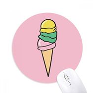 Dıythinker Sarı Yeşil Pembe Tatlı Dondurma Baskılı Yuvarlak Kaymaz Kauçuk Mouse Pad