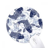 Dıythinker Sazan Dalgalı Mavi Desenli Japon Baskılı Yuvarlak Kaymaz Kauçuk Mouse Pad