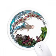 Dıythinker Sazan Nilüfer Yaprağı Desenli Geometri Baskılı Yuvarlak Kaymaz Kauçuk Mouse Pad