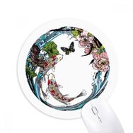 Dıythinker Sazan Şakayık Lotus Desenli Geometri Baskılı Yuvarlak Kaymaz Kauçuk Mouse Pad