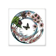 Dıythinker Sazan Sakura Lotus Desenli Geometri 10x10 cm Seramik Karo