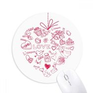 Dıythinker Sevgililer Günü Kırmızı Kalp Şekilli Melek Baskılı Yuvarlak Kaymaz Kauçuk Mouse Pad