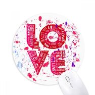 Dıythinker Sevgililer Günü Pembe Aşk Boyama Baskılı Yuvarlak Kaymaz Kauçuk Mouse Pad