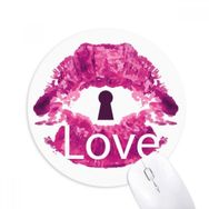 Dıythinker Sevgililer Günü Pembe Dudak Aşk Anahtar Deliği Baskılı Yuvarlak Kaymaz Kauçuk Mouse Pad