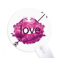 Dıythinker Sevgililer Günü Pembe Dudak Aşk Oku Baskılı Yuvarlak Kaymaz Kauçuk Mouse Pad