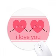 Dıythinker Sevgililer Günü Pembe Sevimli Gülümseme Yüz Kalpler Baskılı Yuvarlak Kaymaz Kauçuk Mouse Pad