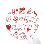 Dıythinker Sevgililer Günü Şarap Aşk Kuş Kalp Baskılı Yuvarlak Kaymaz Kauçuk Mouse Pad