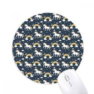 Dıythinker Sevimli Gökkuşağı Renkli Tek Boynuzlu At Desenli Baskılı Yuvarlak Kaymaz Kauçuk Mouse Pad