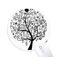 Dıythinker Sevimli Grafiti Okul Stili Ağaç Silüeti Baskılı Yuvarlak Kaymaz Kauçuk Mouse Pad