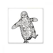 Dıythinker Sevimli Hantal Penguen Hayvan Portre Eskiz 10x10 cm Seramik Karo