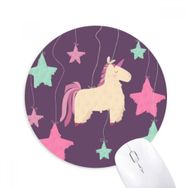 Dıythinker Sevimli Katun Yıldızı Tek Boynuzlu At Desenli Baskılı Yuvarlak Kaymaz Kauçuk Mouse Pad