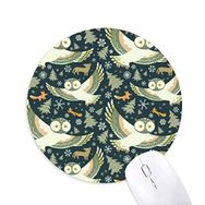 Dıythinker Sevimli Kuşlar Baykuşlar Koyu Çiçek Desenli Baskılı Yuvarlak Kaymaz Kauçuk Mouse Pad