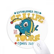 Dıythinker Sevimli Mavi Sarı Fener Balık İllüstrasyonu Baskılı Yuvarlak Kaymaz Kauçuk Mouse Pad