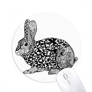 Dıythinker Sevimli Şişman Tavşan Hayvan Portre Eskiz Baskılı Yuvarlak Kaymaz Kauçuk Mouse Pad