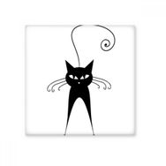 Dıythinker Sevimli Siyah Kedi Evcil Hayvan Sevgili Hayvan Sanat Silüeti 10x10 cm Seramik Karo