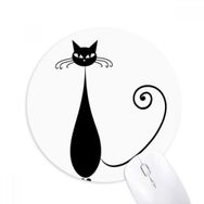 Dıythinker Sevimli Siyah Kedi Sevgili Hayvan Sanat Silüeti Baskılı Yuvarlak Kaymaz Kauçuk Mouse Pad