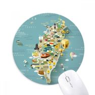 Dıythinker Seyahat Tayvan Alanı Çin Baskılı Yuvarlak Kaymaz Kauçuk Mouse Pad