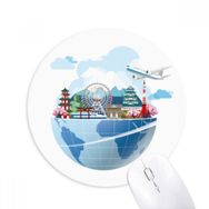 Dıythinker Seyahat Yolculuğu Japonya Fuji Sakura Uçak Baskılı Yuvarlak Kaymaz Kauçuk Mouse Pad