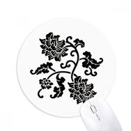 Dıythinker Silüeti Siyah Çiçekler Bitki Baskılı Yuvarlak Kaymaz Kauçuk Mouse Pad