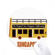Dıythinker Singapur Gezi Mekiği Otobüs Baskılı Yuvarlak Kaymaz Kauçuk Mouse Pad