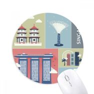 Dıythinker Singapur Gökdelen Ünlü Noktalar Baskılı Yuvarlak Kaymaz Kauçuk Mouse Pad