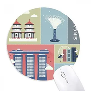 Dıythinker Singapur Gökdelen Ünlü Noktalar Yuvarlak Kaymaz Mouse Pad