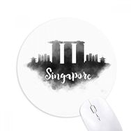 Dıythinker Singapur Lankmark Mürekkep Şehir Boyama Baskılı Yuvarlak Kaymaz Kauçuk Mouse Pad