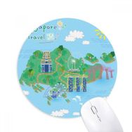 Dıythinker Singapur Seyahat Haritası Baskılı Yuvarlak Kaymaz Kauçuk Mouse Pad