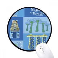 Dıythinker Singapur Seyahat Landmark Yuvarlak Kaymaz Mouse Pad