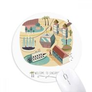 Dıythinker Singapur Temalı Park Kablosu Araba Baskılı Yuvarlak Kaymaz Kauçuk Mouse Pad