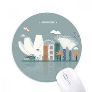 Dıythinker Singapur Ünlü Yerler Kent Simgesi Baskılı Yuvarlak Kaymaz Kauçuk Mouse Pad