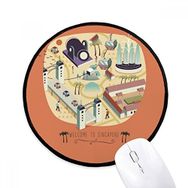 Dıythinker Singapura Hoş Geldiniz Simge Yapılar Yuvarlak Kaymaz Mouse Pad
