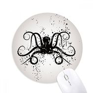 Dıythinker Siyah Ahtapot Deniz Hayatı İllüstrasyon Baskılı Yuvarlak Kaymaz Kauçuk Mouse Pad