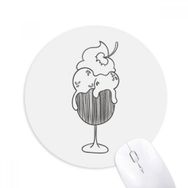 Dıythinker Siyah Anahat Kiraz Kadehi Dondurma Baskılı Yuvarlak Kaymaz Kauçuk Mouse Pad