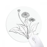 Dıythinker Siyah Beyaz Karahindiba Çiçekleri Bitki Baskılı Yuvarlak Kaymaz Kauçuk Mouse Pad