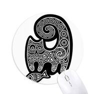 Dıythinker Siyah Beyaz Kedi Balık Desenli Baskılı Yuvarlak Kaymaz Kauçuk Mouse Pad