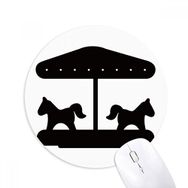 Dıythinker Siyah Carousel Eğlence Parkı Silüeti Baskılı Yuvarlak Kaymaz Kauçuk Mouse Pad