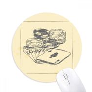 Dıythinker Siyah Çip Poker İllüstrasyon Desen Baskılı Yuvarlak Kaymaz Kauçuk Mouse Pad