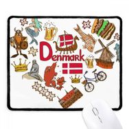 Dıythinker Siyah Danimarka Aşk Kalp Landscap Ulusal Bayrak Kaymaz Fare Altlığı
