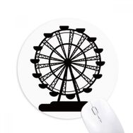 Dıythinker Siyah Dönme Dolap Eğlence Parkı Silüeti Baskılı Yuvarlak Kaymaz Kauçuk Mouse Pad