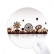 Dıythinker Siyah Eğlence Parkı Tesisleri Silüeti Baskılı Yuvarlak Kaymaz Kauçuk Mouse Pad