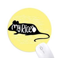 Dıythinker Siyah Fare Hayvan Silüeti Doğal Baskılı Yuvarlak Kaymaz Kauçuk Mouse Pad